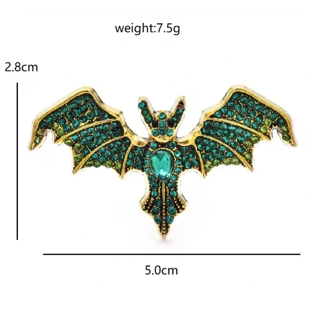 Vampire Bat Black Crystal Brooch